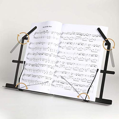 Eastar ESMF-3 Tabletop Music Stand for Sheet Music (Black) | Table Top Desktop Book Stand Folding Portable Sheet Music Stand Adjustable Travel Music Holder Lightweight with Carrying Bag