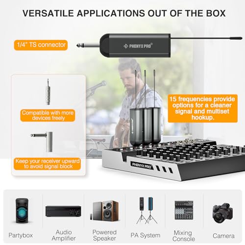 Phenyx Pro Dual Digital Headset/Lapel Wireless Microphone System PDP-2-2B | 2 Bodypack Transmitters, Mini Receiver, 2 x 15 Frequencies, Hands-Free Vocals, Karaoke