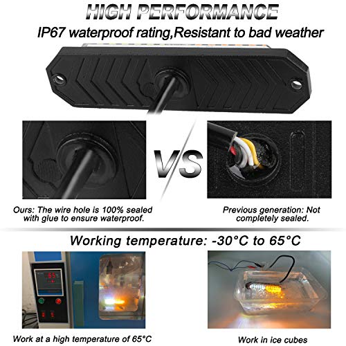 ASPL 8pcs Sync Feature Ultra Slim 12-LED Surface Mount Flashing Strobe Lights for Truck Car Vehicle LED Mini Grille Light Head Emergency Beacon Hazard Warning Lights (Amber/White) (Pack of 2) - color: Amber/White, size: 4.41L x 0.44W x 1.14H Inch (Pack of