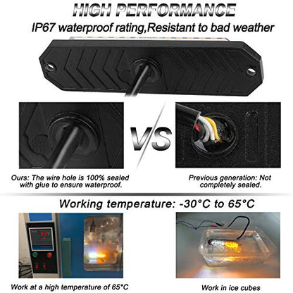 ASPL 8pcs Sync Feature Ultra Slim 12-LED Surface Mount Flashing Strobe Lights for Truck Car Vehicle LED Mini Grille Light Head Emergency Beacon Hazard Warning Lights (Amber/White) (Pack of 2) - color: Amber/White, size: 4.41L x 0.44W x 1.14H Inch (Pack of