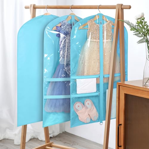 Univivi 40 Inch Dance Costume Garment Bags for Dancers, Blue, 4 Pack - color: Blue, size: 4 Pack