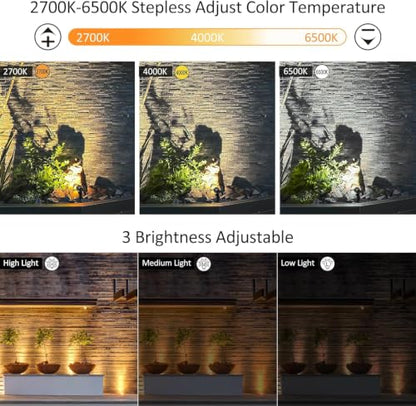 CLY 4 in 1 Solar Landscape Spotlights Outdoor 2700-6500K Dusk to Dawn - color: Warm White/Natural White/Cold White, size: 4-IN-1