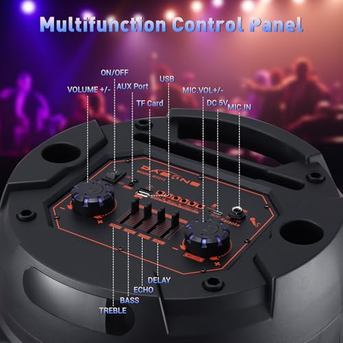 Dual 12'' Wireless Bluetooth Party Speaker with Microphone/Bass - size: Dual 12'' Speakers