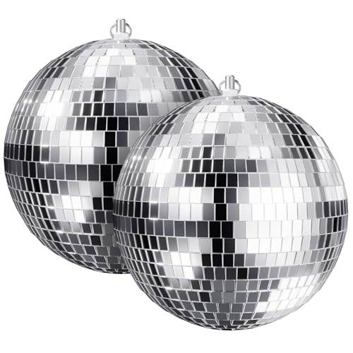 Youdepot 8-Inch Silver Disco Ball Mirror Ball 2-Pack - size: 8 in