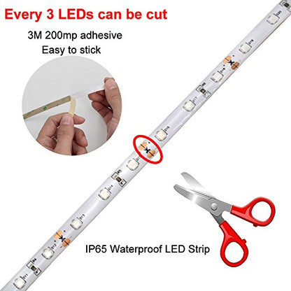 Super Bright 24 Watts UV Black Light LED Strip, 16.4FT/5M 3528 300LEDs 395nm-405nm Waterproof IP65 Blacklight Night Fishing implicitly Party with Power Supply - color: Waterproof, size: 24Watts