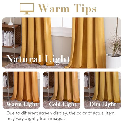 H.VERSAILTEX Luxury Velvet Curtains for Bedroom, 63 Inch, Mustard Yellow - color: Mustard, size: 52"W x 63"L (Pack of 2)