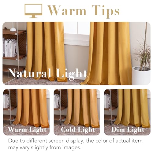 H.VERSAILTEX Luxury Velvet Curtains for Living Room, 95" L, Mustard Yellow - color: Mustard, size: 52"W x 95"L (Pack of 2)