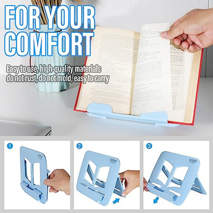 Desktop Book Stand, Tabletop Music Stand, Portable Book Holders for Reading Kids Cookbook Stand Book Tray Book Rest Recipe Children's Gifts Travel Girls boy School Supplies (Blue 11.82" *8.26") - color: Blue