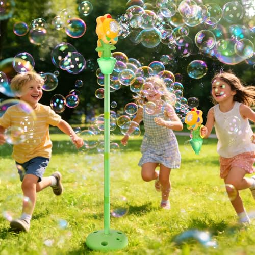 Automatic Flower Bubble Machine for Kid,Rechargeable Sun Flower Bubble Maker with Lights for Parties, 28in to 41in Adjustment Height Bubble Machine for Toddlers,Idea for Outdoor Wedding Birthday Gift - style: Flower 1pcs