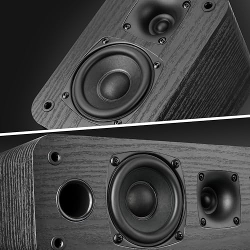 Saiyin 5.0 Home Theater System, HiFi Surround Sound Speakers | 230W Peak Power, Dialogue Clarity, Passive, Classic Retro Wood Grain, For TV/PC, Amplifier Required, Cable Not Included - size: 5-component