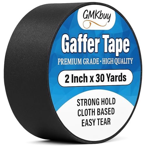 2 in x 30 Yd Black Gaffers Tape – Heavy Duty, Non-Reflective, Easy to Tear, Waterproof Matte Gaffer Stage Tape – Gaff Cloth Tape for Photography, Filming Backdrop & Production - color: Black, size: 2 Inch x 30 Yards - [1 Pack]