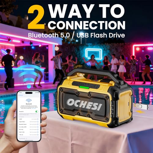 Cordless Bluetooth Speaker for DeWalt 20V Max Batteries, 80W Portable Jobsite Stereo Speaker with Dual Speakers and USB Port, Suitable for Camping, Home, Jobsite and Parties(No Battery/Charger)