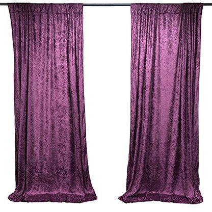 AK TRADING CO. 10 feet x 10 feet Lush Velvet Backdrop Drapes Curtains Panels with Rod Pockets - Wedding Ceremony Party Home Window Decorations - Plum - color: Plum