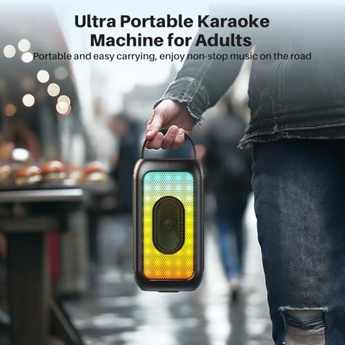 Bobtot Portable Bluetooth Speaker with 2 Mics, 16H Playtime, Black | Karaoke Speakers Singing Machine with 2 Wireless Microphones, Magic Sound, Echo, EQ Mode - color: Black, size: With 2 Mics