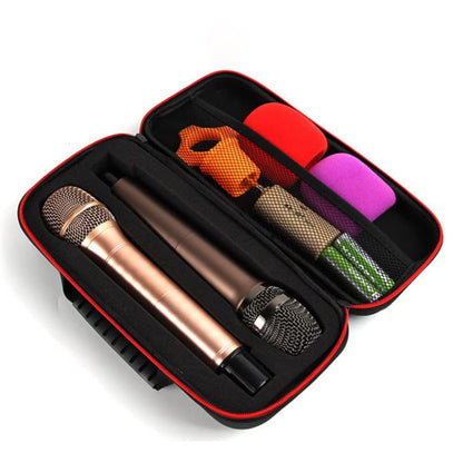 Vaguelly Case: Hard EVA Case for Handheld Dual Mic Bag Hard Carrying Travel Case | Drop resistant EVA sponge build, 30 x 15 x 7 cm size, built-in mesh pocket for small accessories