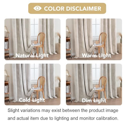H.VERSAILTEX Velvet 100% Blackout Curtains for Living Room Full Light Blocking Curtains Thermal Insulated Room Window Drapes Soft Luxury Curtains Grommet Top 2 Panels (55" W x 63" L, Natural) - color: Natural, size: 55"W x 63"L (Pack of 2)
