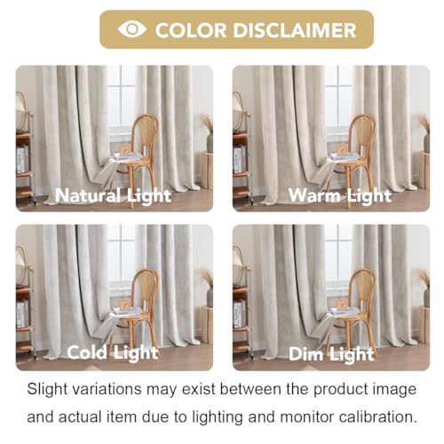 H.VERSAILTEX Velvet 100% Blackout Curtains for Living Room Full Light Blocking Curtains Thermal Insulated Room Window Drapes Soft Luxury Curtains Grommet Top 2 Panels (55" W x 84" L, Natural) - color: Natural, size: 55"W x 84"L (Pack of 2)