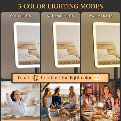 FUNTOUCH 4000mAh Rechargeable Vanity Mirror with Lights 40X Magnifier,Black - color: 9.5"lx7.5"w-black-m