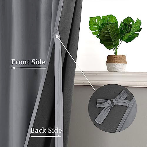 Hiasan Grey Velvet Blackout Curtains 96 inches Long, 2 Panels, 42W x 96L - color: Grey, size: 42"W x 96"L (Pack of 2)