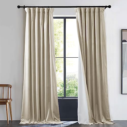 NICETOWN Camel Room Darkening Velvet Curtain Bedroom Window Drape 96 inch Long, 1 Panel Living Room Back Tab Blackout Curtain Window Treatment Velvet Panel Farmhouse for Apartment, 48" Width - color: Camel, size: 48"W x 96"L (Pack of 1)