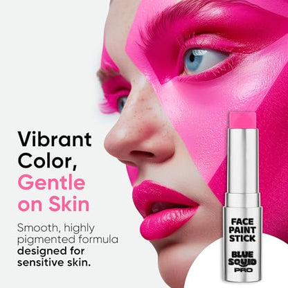Blue Squid PRO Pink Face Paint Stick - Waterproof Body Paint For Adults & Kids Eye Black Baseball, Eyeblack Softball - Vegan Hypoallergenic Twist-Up Non-Toxic Makeup Stick - Cosplay, Sports & SFX - color: Pink