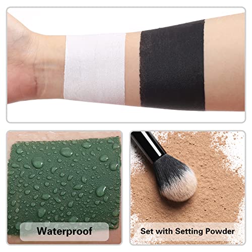 BOBISUKA Face Body White Paint Stick, Clown Makeup Eye Black Sticks for Sports, White Foundation Face Painting Kit for Halloween Skeleton Vampire Mime Skull Joker Special Effects Cosplay SFX Costume - color: White