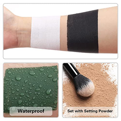 BOBISUKA Face Body White Paint Stick, Clown Makeup Eye Black Sticks for Sports, White Foundation Face Painting Kit for Halloween Skeleton Vampire Mime Skull Joker Special Effects Cosplay SFX Costume - color: White