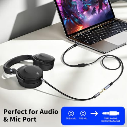 3.3FT 3.5mm Headphone Splitter, 1/8 inches Female to Dual Male Audio Splitter Cable, Stereo Jack Earphones Headset to PC Laptop Adapter, 2-in-1 Y Separator Aux Dongle Converters, for computer - size: 3.3FT, style: 1/8" TRS Stereo Female to Dual Male