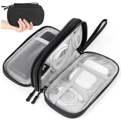 Travel Electronics Pouch Bag, Black Electronics Accessories Organizer Bag, Travel Cable Organizer Pouch for Charger Cord Phone Earphone Mouse