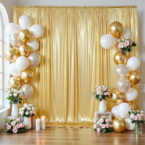50x12ft Glitter Gold Backdrop Curtains, Sequin Curtains Wrinkle Free Polyester Drapes, Shimmer Back Drop Curtains for Parties Banquet Wedding Birthday Photography Background, 10 Panels 5x12ft - color: Gold, size: 5FT x 12FT(10 panels)