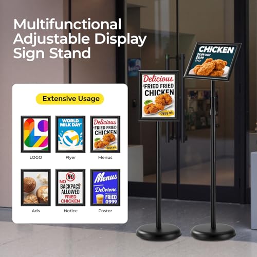 sign holder stand, floor standing sign poster stand for display, heavy duty pedestal signage stand for diplay menu advertising (Black, 8.5×11) - size: 8.5×11