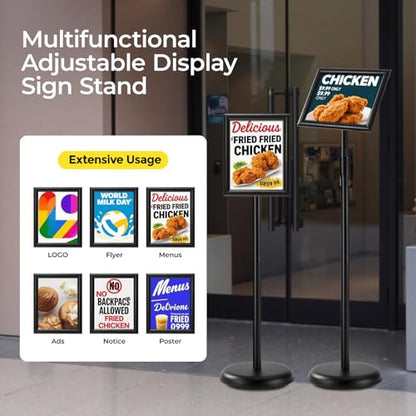 sign holder stand, floor standing sign poster stand for display, heavy duty pedestal signage stand for diplay menu advertising (Black, 8.5×11) - size: 8.5×11