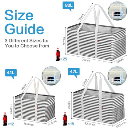 LHZK 2 Pack Utility Tote Bag with Metal Wire Frame and the Sides Rinforced, Large Tote Bag with Handle, Reusable Grocery Bags Foldable, Beach Bag, Car Tote, Black, 18.5''x11.8''x11.5'' - color: Black/White, size: 18.5''x11.8''x11.5''-2 Pack