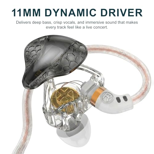 In Ear Monitor Headphones Dual Magnetic Dynamic Driver IEM with Mic, Black | Hybrid Banlance Armature with Dynamic in Ear Headphones IEM Earphones Gaming Earbuds - color: H89-Black with Mic
