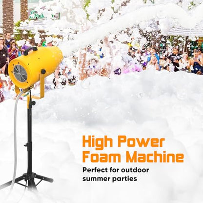 Foam Party Machine,1000W Outdoor Foam Machine With Adjustable Tripod Stand | Continuous Foam Output, 3-5m Spray Distance, Water Pump Design, 34-46 Inch Adjustable Stand for Lawn and Backyard - color: Yellow4