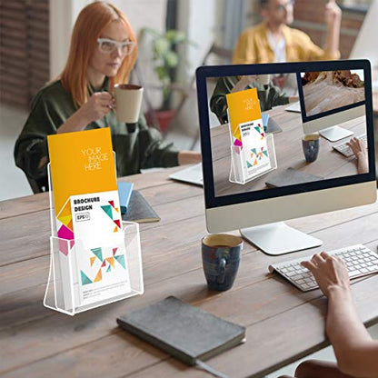 NIUBEE Acrylic Brochure Holder 4 x 6, Flyer Holder Stands Display, 6 Pack | Clear Brochure Display Stand for 4" Trifold Pages, Literature Holder Countertop for Magazine,Pamphlet, Booklets,Menu,Journals - size: 4" x 6", style: 6 Pack