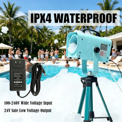 LANGXUN 600W Foam Machine with Tripod Stand, Portable Party Foam Cannon Maker, Blue, Includes 2 Packs Foam Powder for Pool, Backyard, Outdoor Events, Birthdays, Summer Camp (Blue)