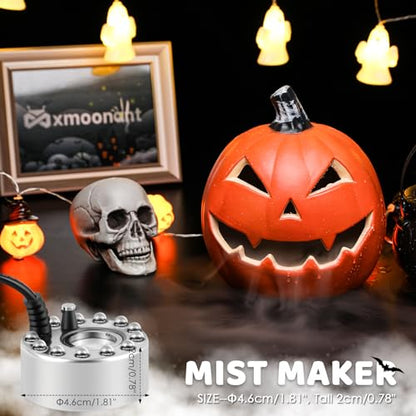 Mxmoonant 350ml/H Ultrasonic Mist Maker Fogger Metal 12-Light, Splash Guard | w/Float & 3 Replacement Ceramic Discs, for Halloween Water Fountain Pond Pot Rockery Sink Decoration, Mushroom Plant Humidify