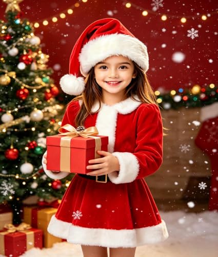 Christmas Hat for Adults/Kids/Baby, Santa Hats Unisex, Red Velvet Thicken Holiday Xmas Hat for Festive New Year Party - color: Red+white - 2pcs
