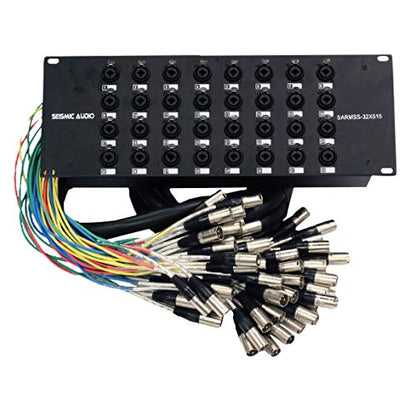 Seismic Audio Speakers Rack Mount 32 Channel XLR TRS Combo Splitter Snake Cable, 5’ And 15’ XLR Trunks, 32 Channel Splitter - size: 5 Foot x 15 Foot - 32 Channel