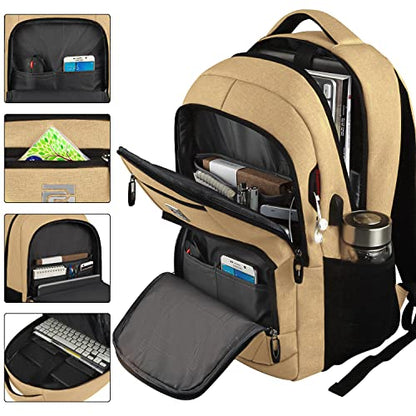 Laptop Backpack,Business Travel Anti Theft Slim College Backpack | Water Resistant Durable Computer Bag Gift for Women & Men Fits 15.6 Inch Laptop and Notebook - Khaki - color: Khaki, size: 15.6 Inch, style: Laptop