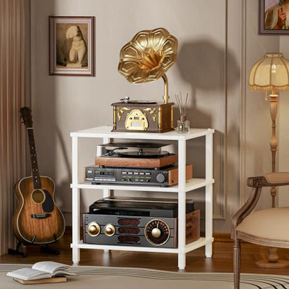 LELELINKY 3-Tier AV Media Player Stand, White Stereo Cabinet, Modern Stereo Cabine,Game Console Shelf,Wooden TV Stand,Multifunctional Entertainment Center, Suitable for Home, Conference Room - color: White, size: 3 Tier