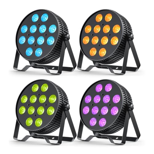 Betopper 12X18W LED Stage Light,6-in-1 RGBAL+UV DJ Par Lights-4 Packs | 12W*18 PCS RGB+Lime Amber UV LEDs, Auto/Sound/DMX512/Master-Slave, Ideal For Parties, Concerts, Theatrical, Uplighting, Event