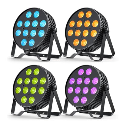 Betopper 12X18W LED Stage Light,6-in-1 RGBAL+UV DJ Par Lights-4 Packs | 12W*18 PCS RGB+Lime Amber UV LEDs, Auto/Sound/DMX512/Master-Slave, Ideal For Parties, Concerts, Theatrical, Uplighting, Event
