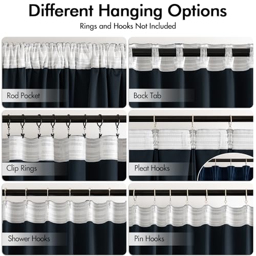 MIULEE Navy Blue Velvet Pinch Pleat Blackout Curtains W52 X L96 Inches - color: Navy Blue, size: 52"W x 96"L (Pack of 2)