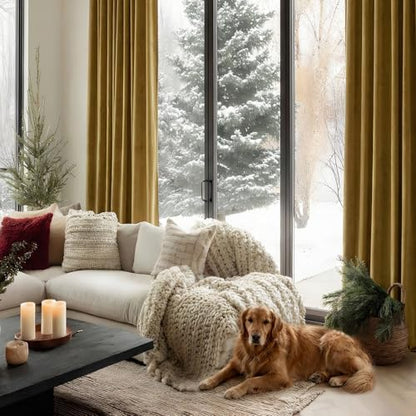 Gold Velvet Blackout Curtains 90 Inch for Bedroom Back Tab Drapes Luxury | Black Out, Soundproof, Super Soft Luxury Velvet, Dining Living Room, Room Darkening, Gold Brown, W52xL90, 2 Panels - color: Goldbrown, size: 52"W x 90"L (Pack of 2)