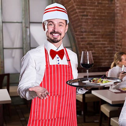 Keymall Waiter Costume Kit-Soda Jerk Costume Kit-Including 3 Pieces Hat Apron Bow Tie For Halloween 1950s Theme Costume - color: Set a