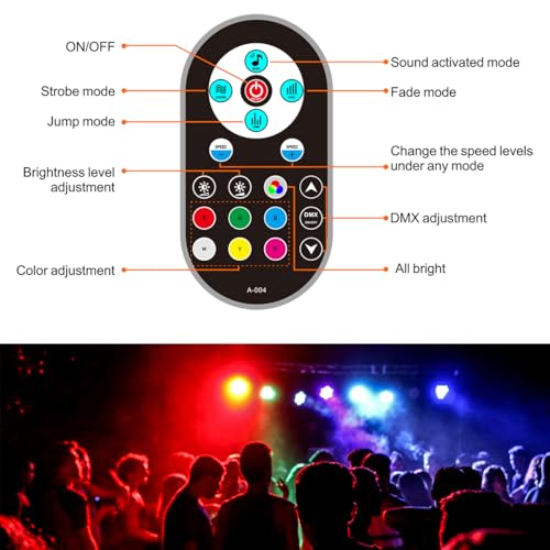 DJANT Stage Lights 60 LED RGBW Par Lights, Party DJ Disco Strobe Light, Remote Control & DMX Control Sound Activated for Home Room Dance Party Birthday Karaoke Halloween Christmas