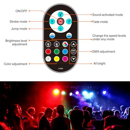 DJANT Stage Lights 60 LED RGBW Par Lights, Party DJ Disco Strobe Light, Remote Control & DMX Control Sound Activated for Home Room Dance Party Birthday Karaoke Halloween Christmas