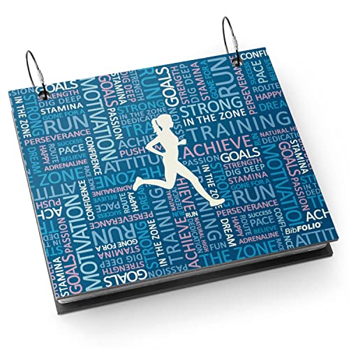 Gone For a Run BibFOLIO Race Bib Album - Running Inspiration Female - 9.5x8 | Wood Cover, Twist Cable Rings, Race Bib Holder, Holds Up to 100 Bibs, Includes 12 Vinyl Sleeves, Marathon Runner Gift - color: Running Inspiration Female